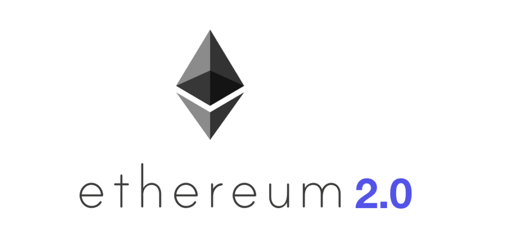 Illustration of Ethereum 2.0 upgrade showing the transition from Proof of Work (PoW) to Proof of Stake (PoS), emphasizing benefits like lower energy use, faster transactions, and reduced fees.